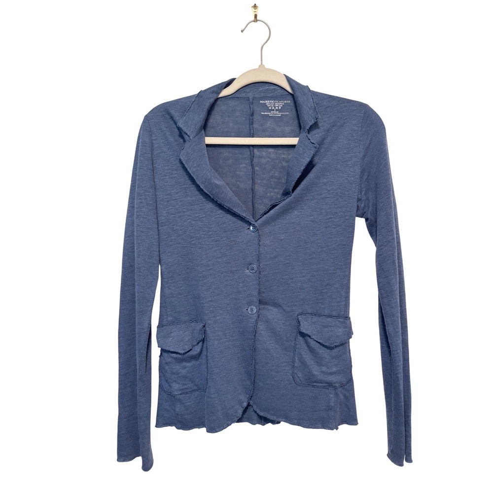 Majestic Filatures Deluxe Teeshirt Unstructured Blazer Navy Size 2